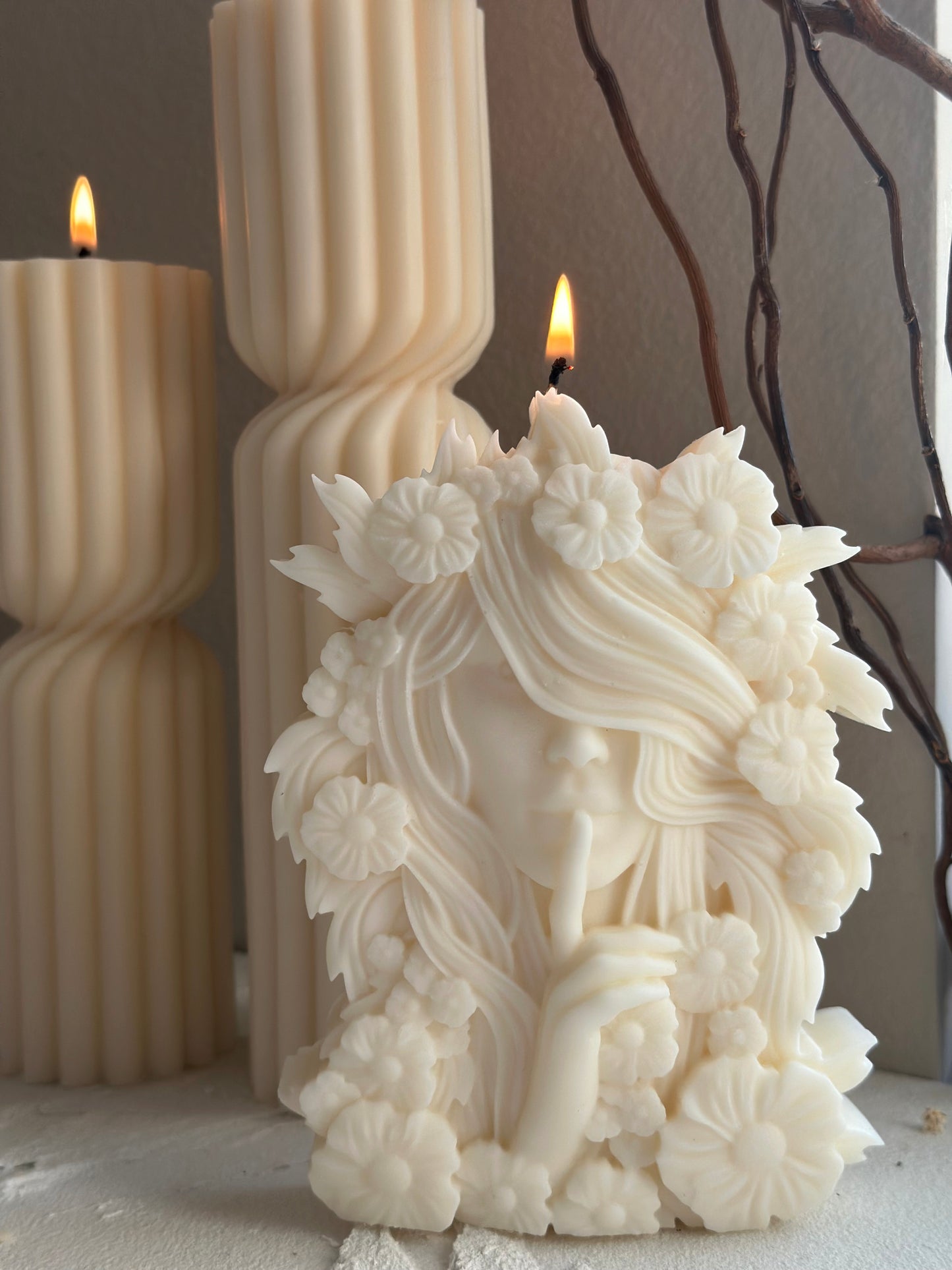Undyed Flower Goddess Candle