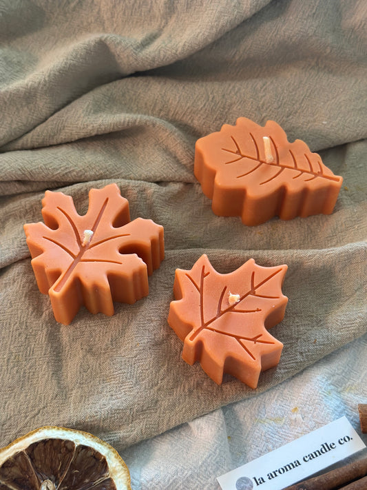 Fall Leaf-Themed Candle Trio