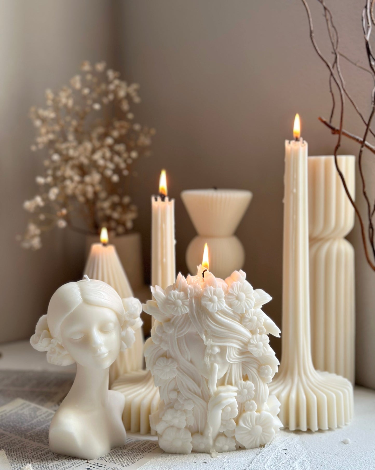 Undyed Flower Goddess Candle