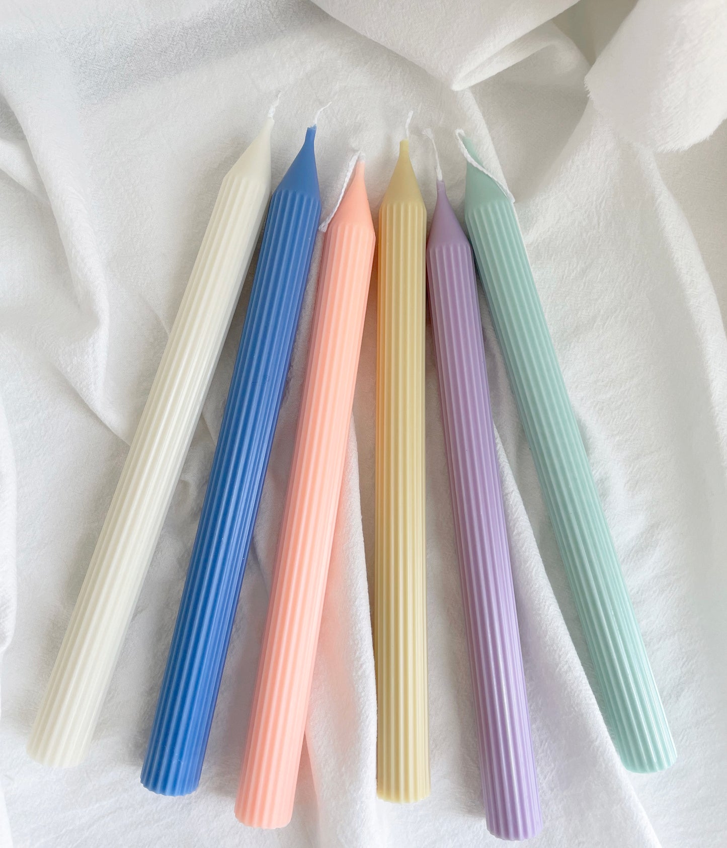 Tall Ribbed Taper Candles 10''(A Pair)