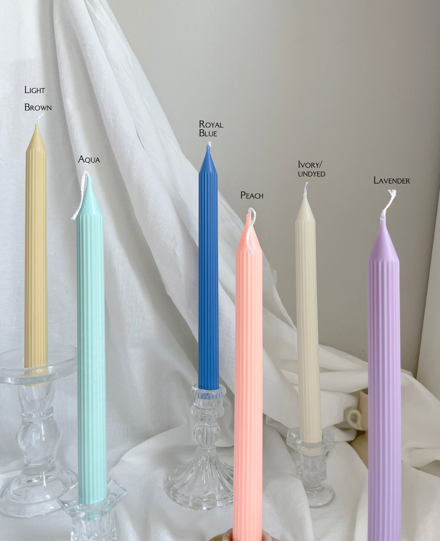 Tall Ribbed Taper Candles 10''(A Pair)