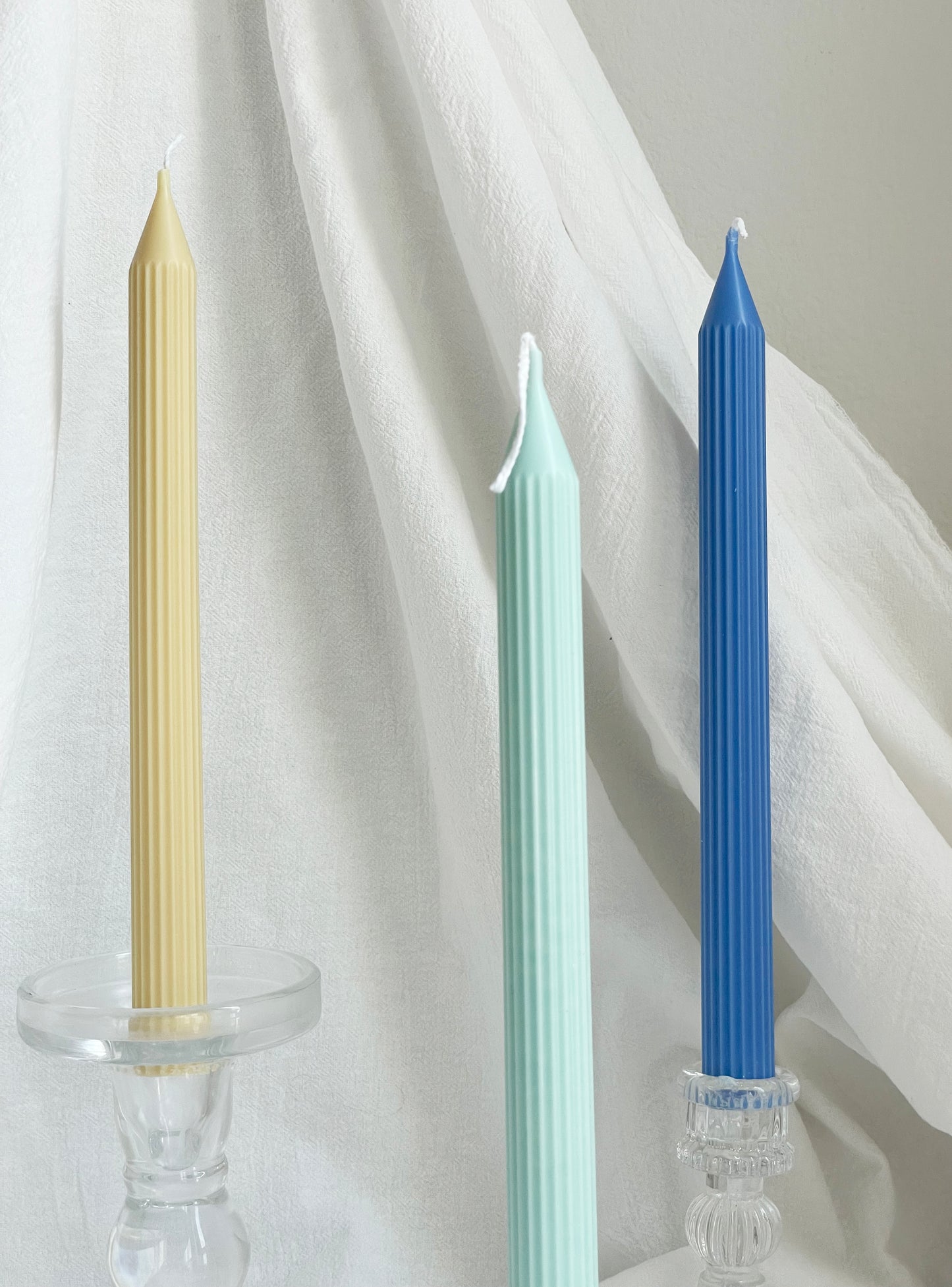 Tall Ribbed Taper Candles 10''(A Pair)