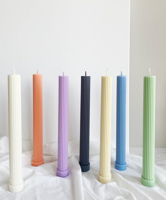 Roman Ribbed Candle 10 1/4'' (A Pair)
