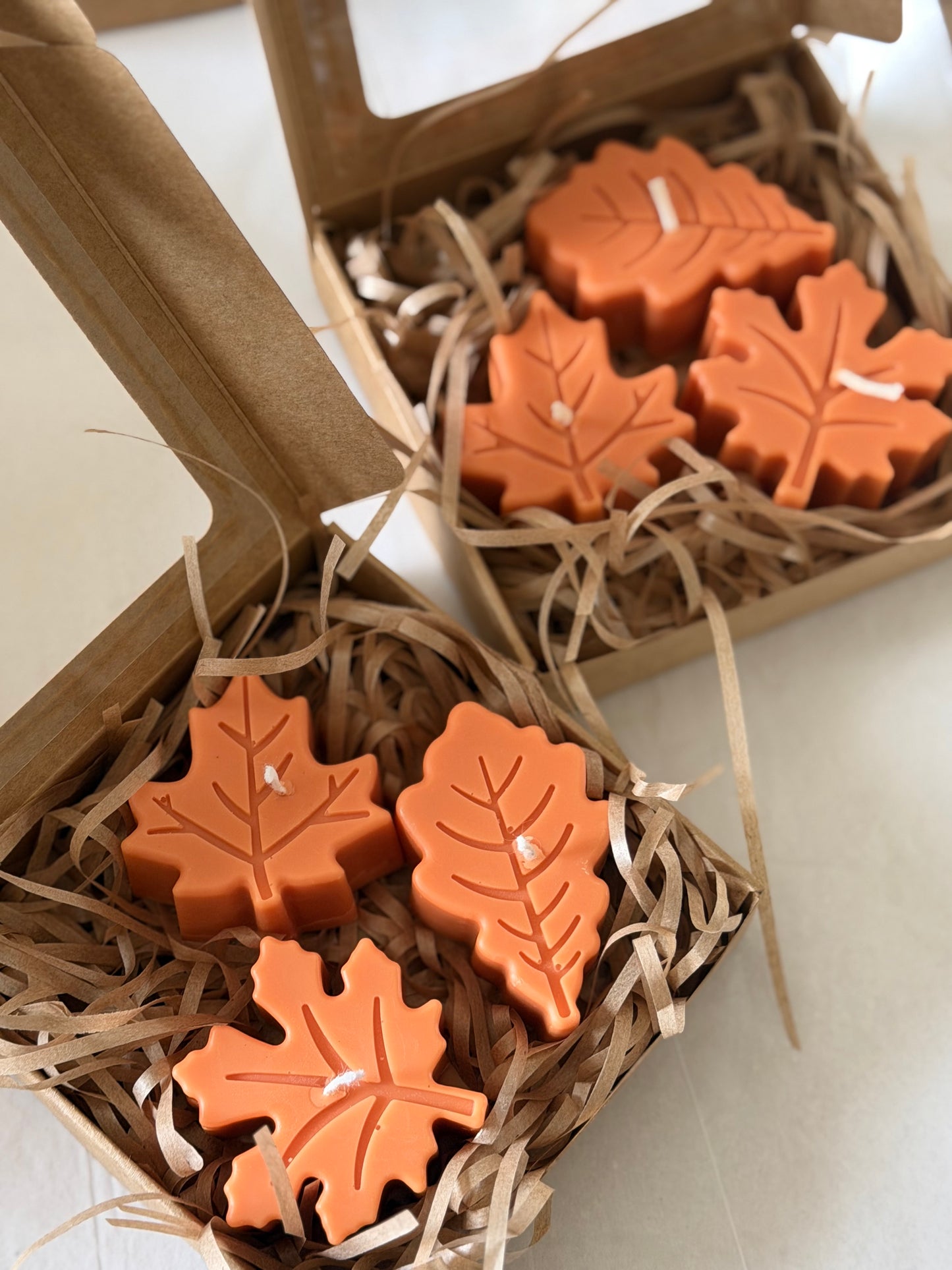 Fall Leaf-Themed Candle Trio