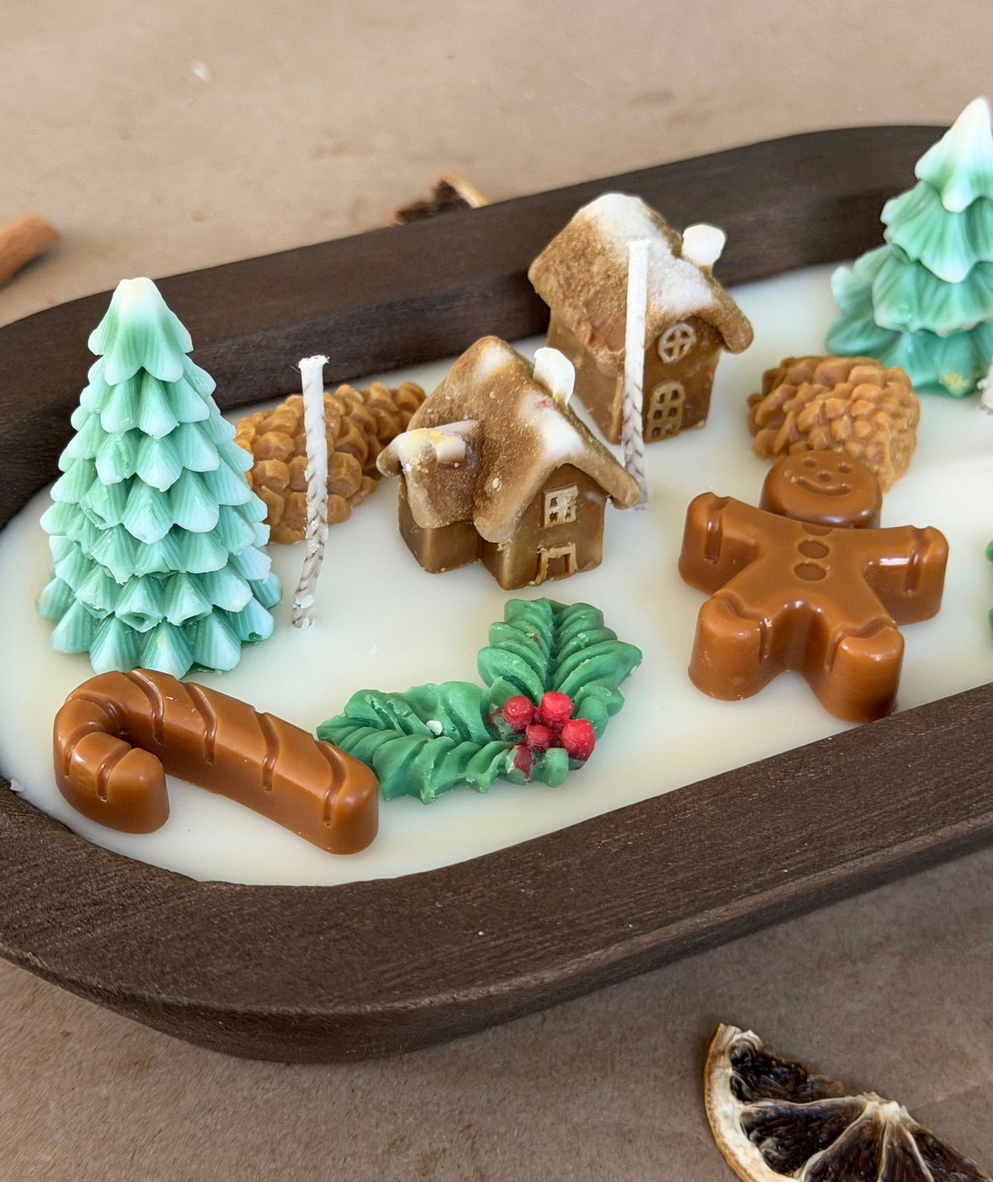 Christmas Gingerbread Village Dough Bowl Candle | Fraser Fir