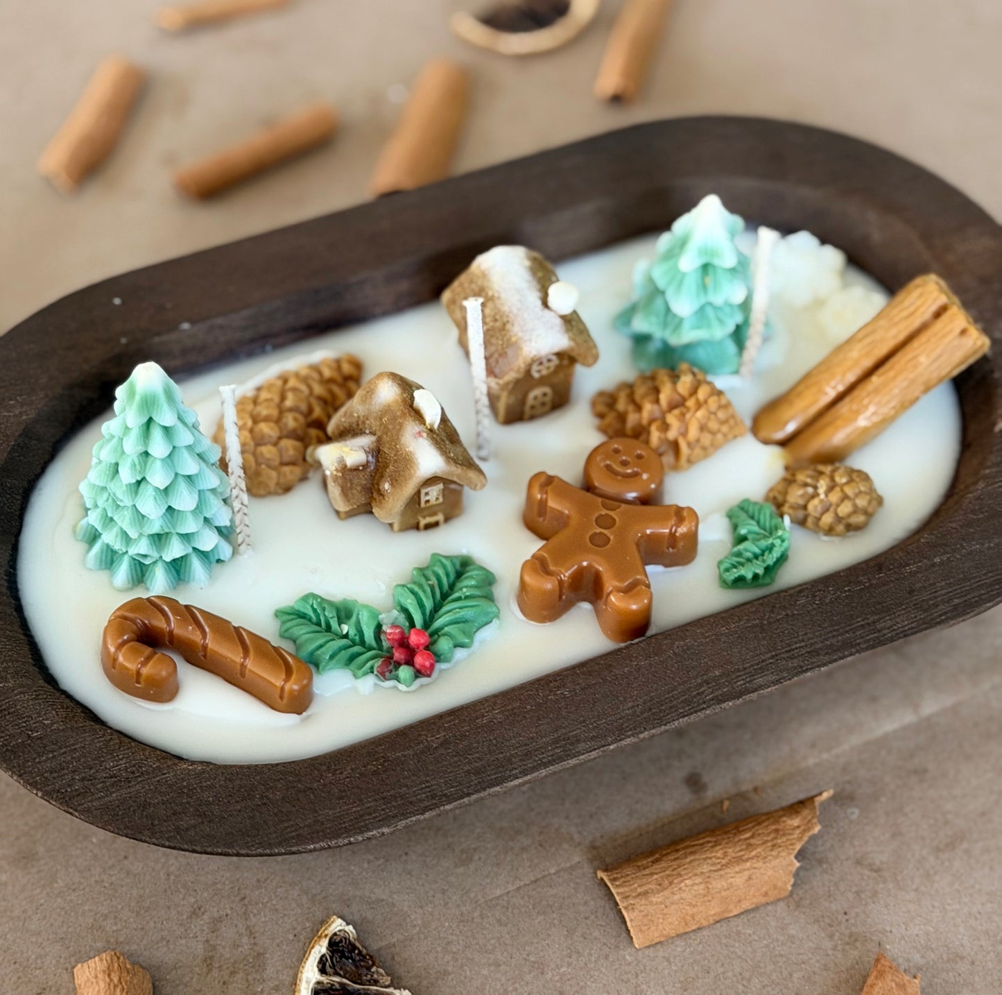 Christmas Gingerbread Village Dough Bowl Candle | Fraser Fir