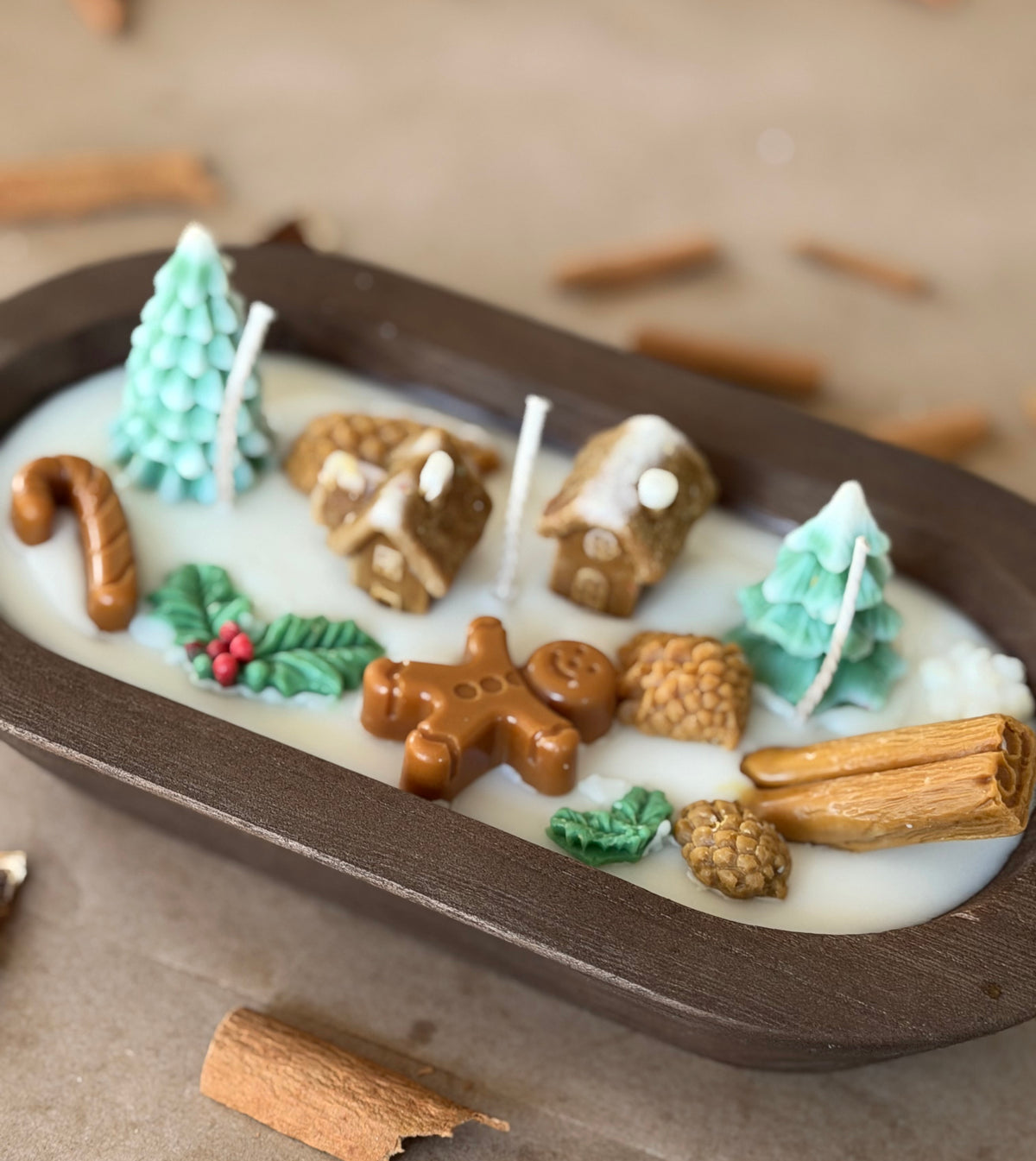 Christmas Gingerbread Village Dough Bowl Candle | Fraser Fir