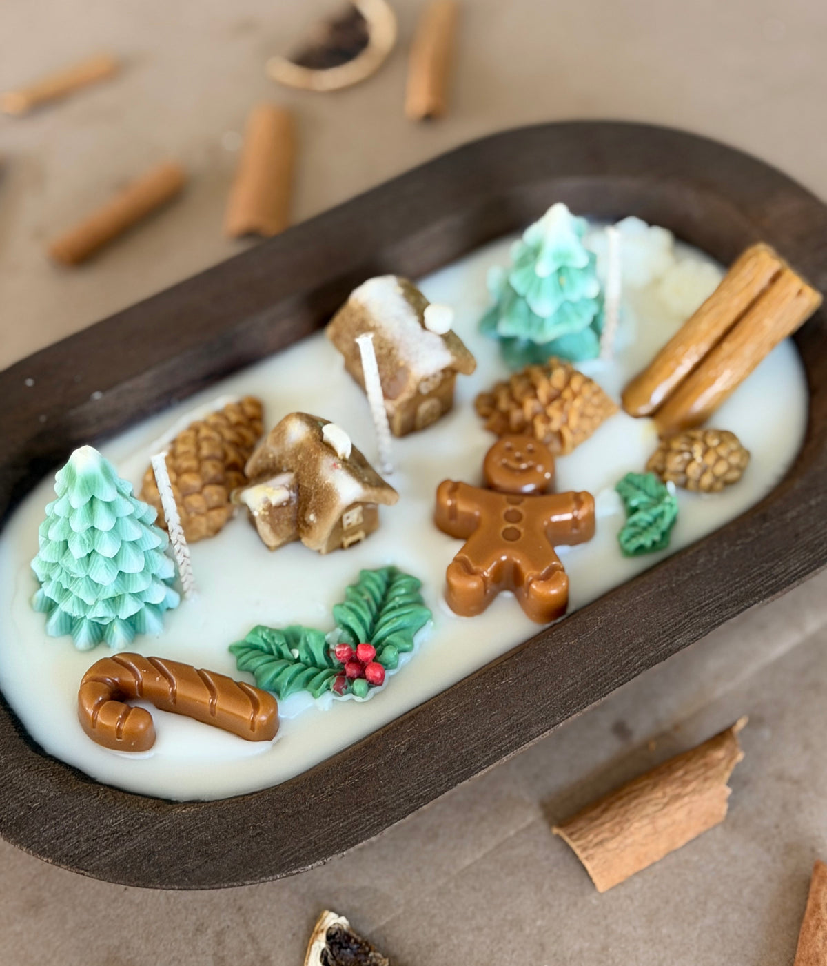 Christmas Gingerbread Village Dough Bowl Candle | Fraser Fir