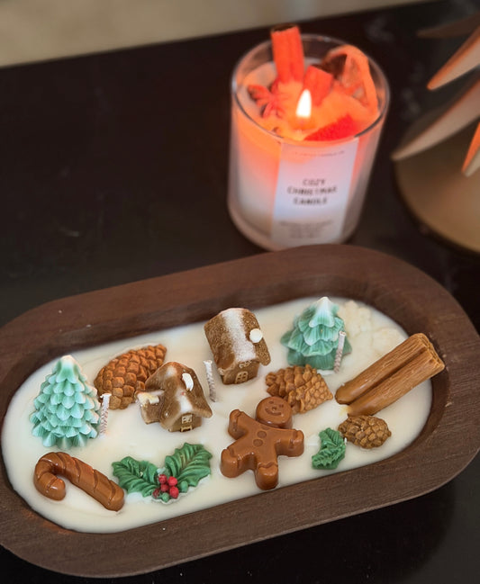 Christmas Gingerbread Village Dough Bowl Candle | Fraser Fir