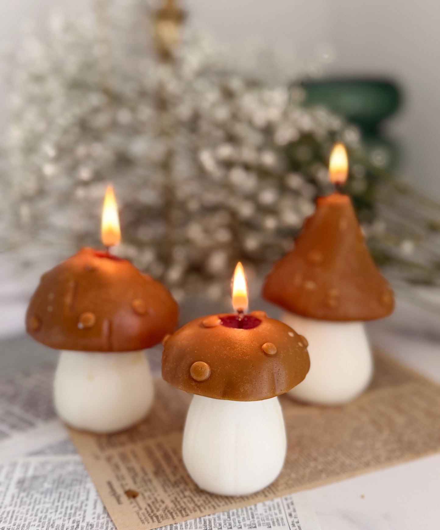 Mushroom Candle Handmade Soy Wax Candle with Woodland Inspired Design