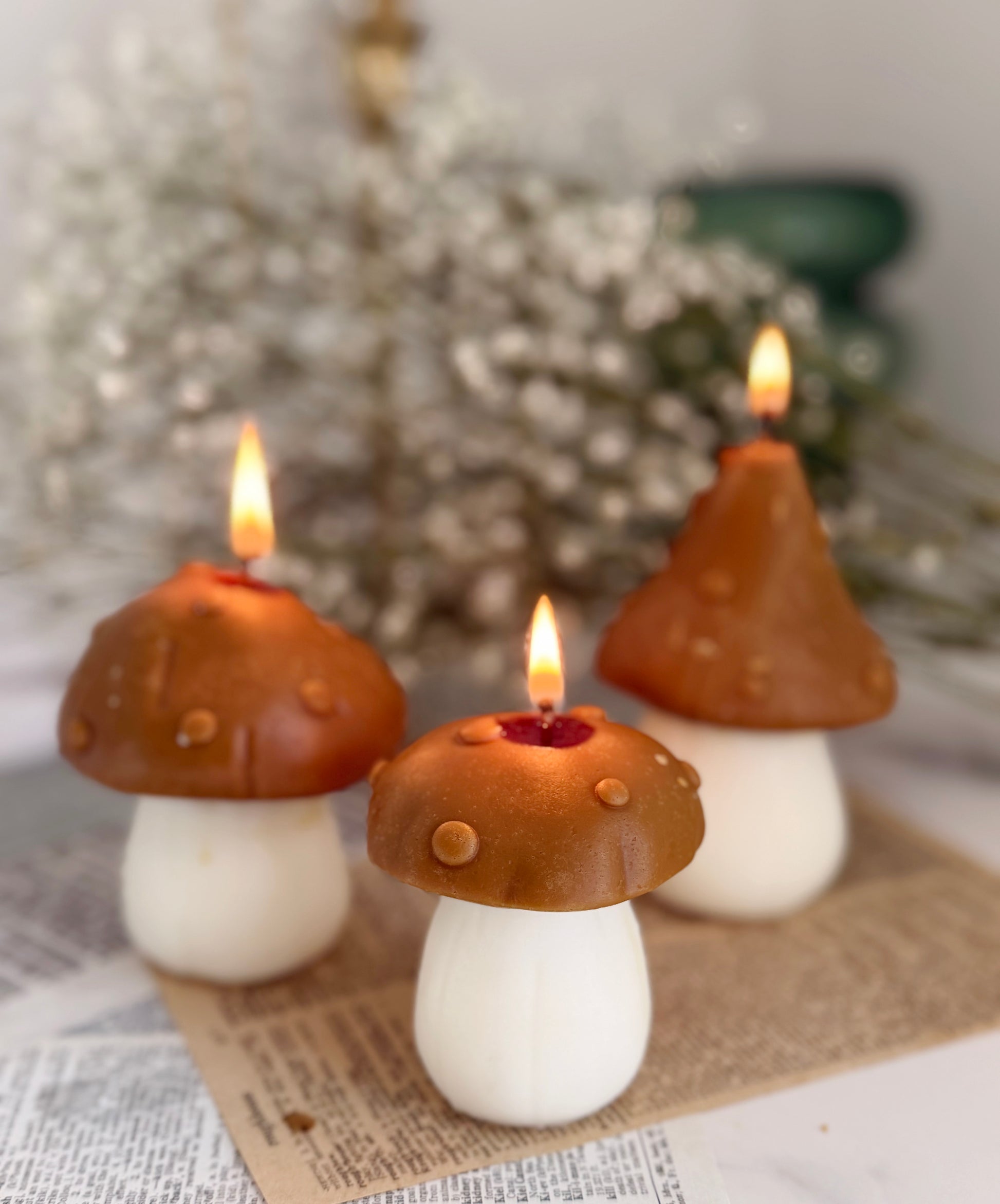 Mushroom Candle Handmade Soy Wax Candle with Woodland Inspired Design