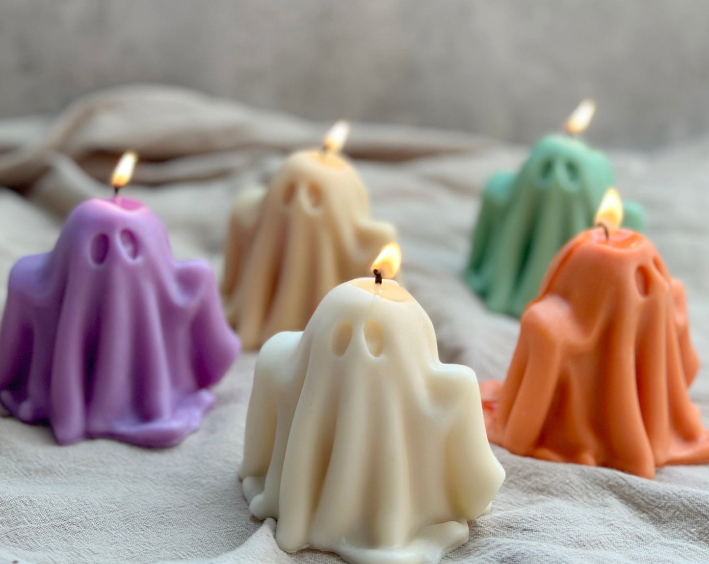 Pastel Ghost Candle Collection Handmade Soy Wax Halloween Decor Candles
