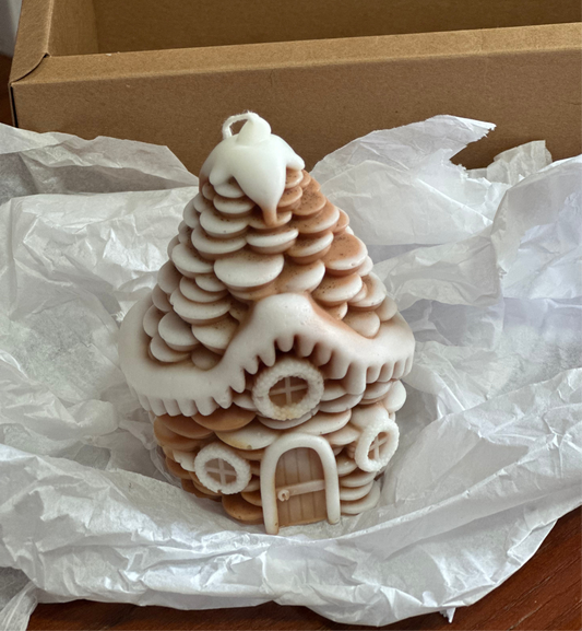 Snowy Pinecone House Candle Handmade Winter Soy Wax Candle